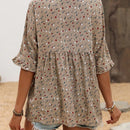 VCAY Blusa Pequena Con Estampado Floral Y Mangas Con Volantes