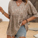 VCAY Blusa Pequena Con Estampado Floral Y Mangas Con Volantes