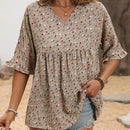 VCAY Blusa Pequena Con Estampado Floral Y Mangas Con Volantes