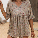 VCAY Blusa Pequena Con Estampado Floral Y Mangas Con Volantes