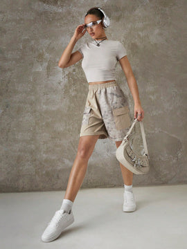 EZwear Shorts De Estilo De Carga De Parche De Camuflaje Para Damas