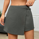 EZwear Falda Pantalon Solida Con Envoltura Metalica
