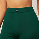 Essnce Pantalones Largos De Mujer De Color Solido Con Ajuste Cenido