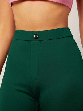 Essnce Pantalones Largos De Mujer De Color Solido Con Ajuste Cenido