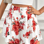 Frenchy Pantalones Cortos Con Pliegues Y Estampado De Flores Para Mujer