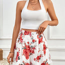 Frenchy Pantalones Cortos Con Pliegues Y Estampado De Flores Para Mujer