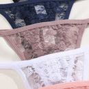 Set de 5 pantaletas de encaje floral con talle bajo sexy para mujer
