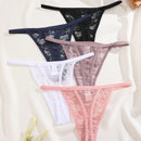 Set de 5 pantaletas de encaje floral con talle bajo sexy para mujer