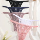 Set de 5 pantaletas de encaje floral con talle bajo sexy para mujer