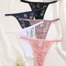 Set de 5 pantaletas de encaje floral con talle bajo sexy para mujer