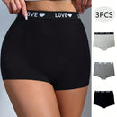 3 Piezas Boxer Briefs Adornado Con Letras, Con Banda Tejida En La Cintura