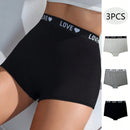 3 Piezas Boxer Briefs Adornado Con Letras, Con Banda Tejida En La Cintura