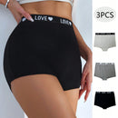 3 Piezas Boxer Briefs Adornado Con Letras, Con Banda Tejida En La Cintura