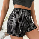 Glamour Pantalones Cortos Con Lentejuelas Y Borlas De Cintura Elastica