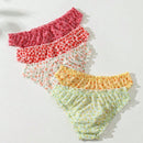 5 Piezas/set Bragas De Triangulo De Cintura Baja Vintage Y Lindas Con Red, Estampado De Frutas