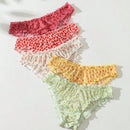 5 Piezas/set Bragas De Triangulo De Cintura Baja Vintage Y Lindas Con Red, Estampado De Frutas