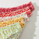 5 Piezas/set Bragas De Triangulo De Cintura Baja Vintage Y Lindas Con Red, Estampado De Frutas