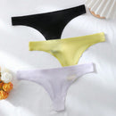 3 Piezas Tanga De Malla De Color Solido Para Mujer