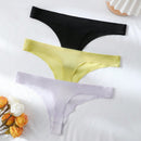 3 Piezas Tanga De Malla De Color Solido Para Mujer