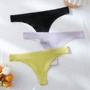 3 Piezas Tanga De Malla De Color Solido Para Mujer