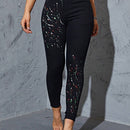 Pantalones ajustados a la tecnologia de pintura en spray para mujer con pierna estrecha