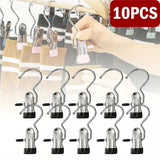 10pcs Pinzas para Ropa de Acero Inoxidable con Gancho, Clips Portátiles para Colgar Ropa, Organizador de Ropa para Armario, Perchas para Ropa