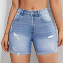 Shorts Vaqueros De Corte Slim Con Efecto Desgastado Y Lavado Y Bolsillos Diagonales