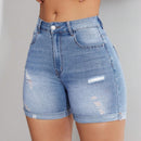Shorts Vaqueros De Corte Slim Con Efecto Desgastado Y Lavado Y Bolsillos Diagonales