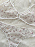 Conjunto De Lenceria Sexy De Malla De Mariposa Con Estampado Floral