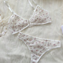 Conjunto De Lenceria Sexy De Malla De Mariposa Con Estampado Floral