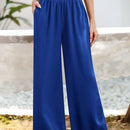 Essnce pantalones casuales sueltos de pierna ancha con bolsillos y cintura fruncida de unicolor para mujeres