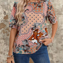 EMERY ROSE Camisa De Mujer Con Estampado Floral De Manga Corta Y Cuello Redondo, Camisa De Flores De Verano