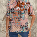 EMERY ROSE Camisa De Mujer Con Estampado Floral De Manga Corta Y Cuello Redondo, Camisa De Flores De Verano
