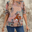 EMERY ROSE Camisa De Mujer Con Estampado Floral De Manga Corta Y Cuello Redondo, Camisa De Flores De Verano