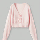 Romwe kawaii cardigan con lazo y contraste de color para mujer