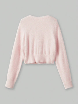Romwe kawaii cardigan con lazo y contraste de color para mujer