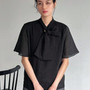 FRIFUL Camisa De Mujer De Manga Corta Con Cuello Anudado