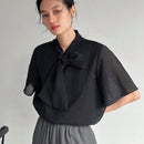 FRIFUL Camisa De Mujer De Manga Corta Con Cuello Anudado