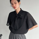 FRIFUL Camisa De Mujer De Manga Corta Con Cuello Anudado