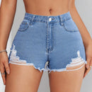 Pantalones Cortos De Mezclilla Slim Fit Desgastados