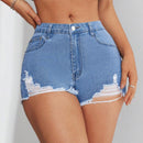 Pantalones Cortos De Mezclilla Slim Fit Desgastados