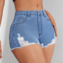 Pantalones Cortos De Mezclilla Slim Fit Desgastados