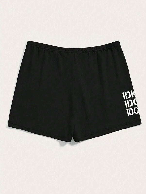 Slayr Shorts Con Estampado De Letras Y Cintura Elastica Para Mujer