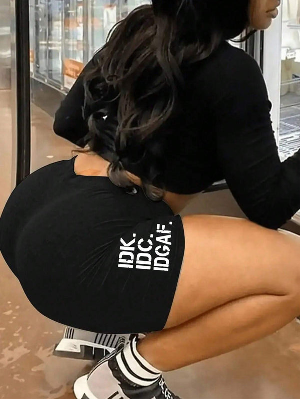 Slayr Shorts Con Estampado De Letras Y Cintura Elastica Para Mujer