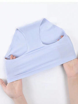 3 Piezas Bragas Triangulares Sin Costuras De Color Solido De Baja Altura De Seda Helada Transpirable
