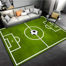Alfombra con diseño de cancha de fútbol - Alfombra de felpa cristal antideslizante para sala, oficina o dormitorio, verde con diseño de balón de fútbol blanco, lavable a máquina, 3 tamaños disponibles (60x90cm, 80x120cm, 120x160cm), decoración para sala