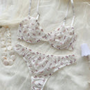 Temporada De Bodas: Conjunto De Sujetador Y Panty Con Forro Y Motivo Mariposas En Tul De Malla Transparente Y Push-up Para Mujer