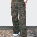 SXY Jeans De Camuflaje De Pierna Ancha Para Mujer