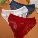 Conjunto De 3 Piezas De Panties Triangulares De Encaje Para Mujeres