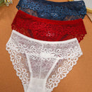 Conjunto De 3 Piezas De Panties Triangulares De Encaje Para Mujeres